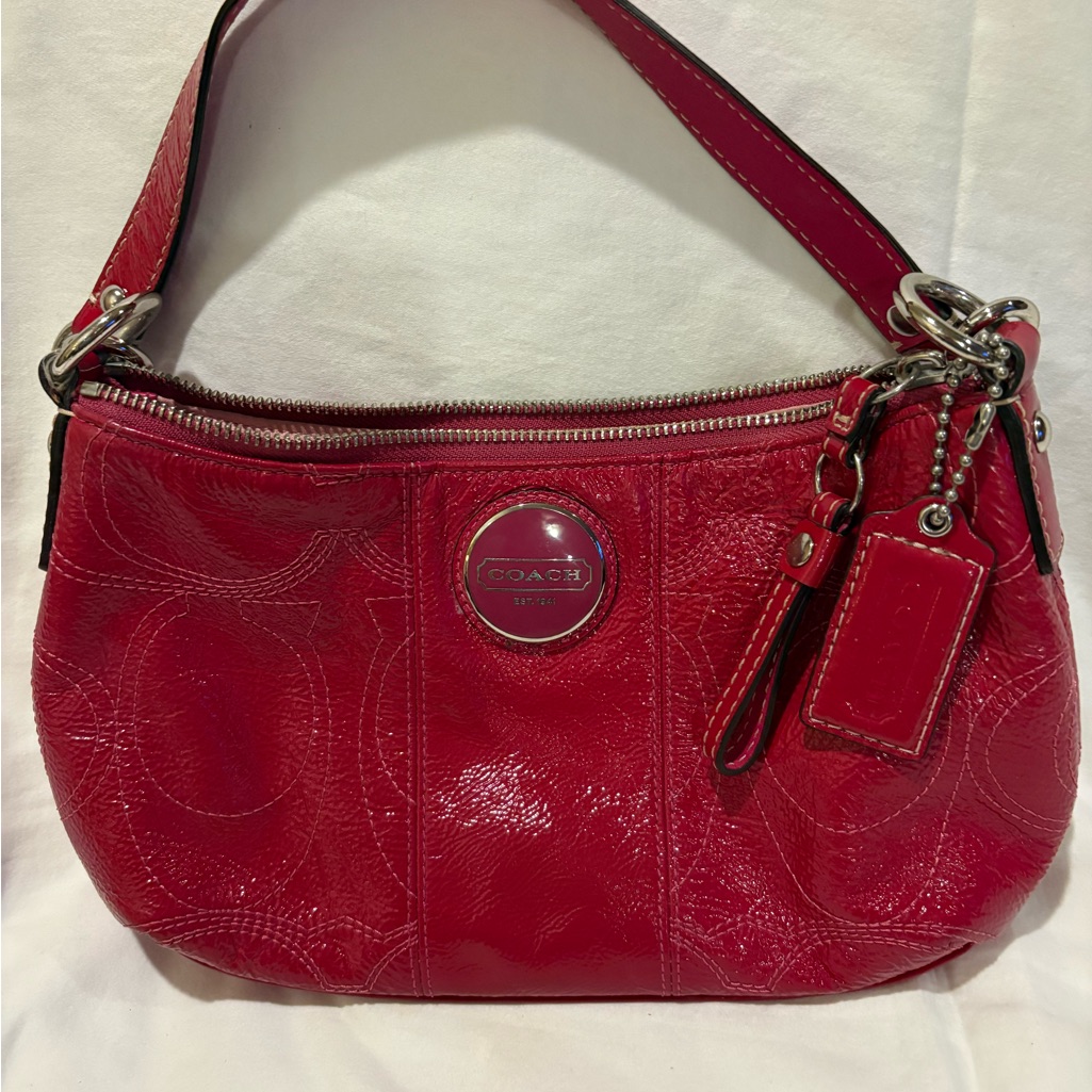 Coach Pink Soho Patent Leather Logo Shoulder Bag